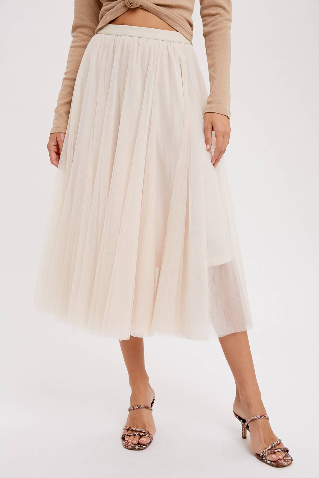 TULLE MAUVE MIDI SKIRT