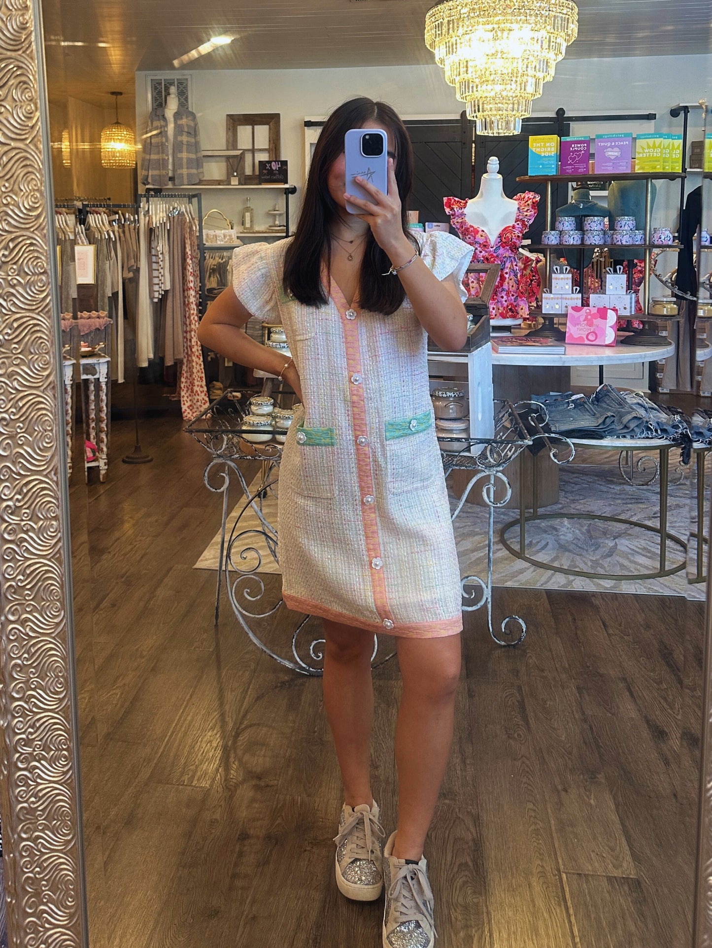 PASTEL TWEED FLORAL DRESS | BRIANNA CANNON