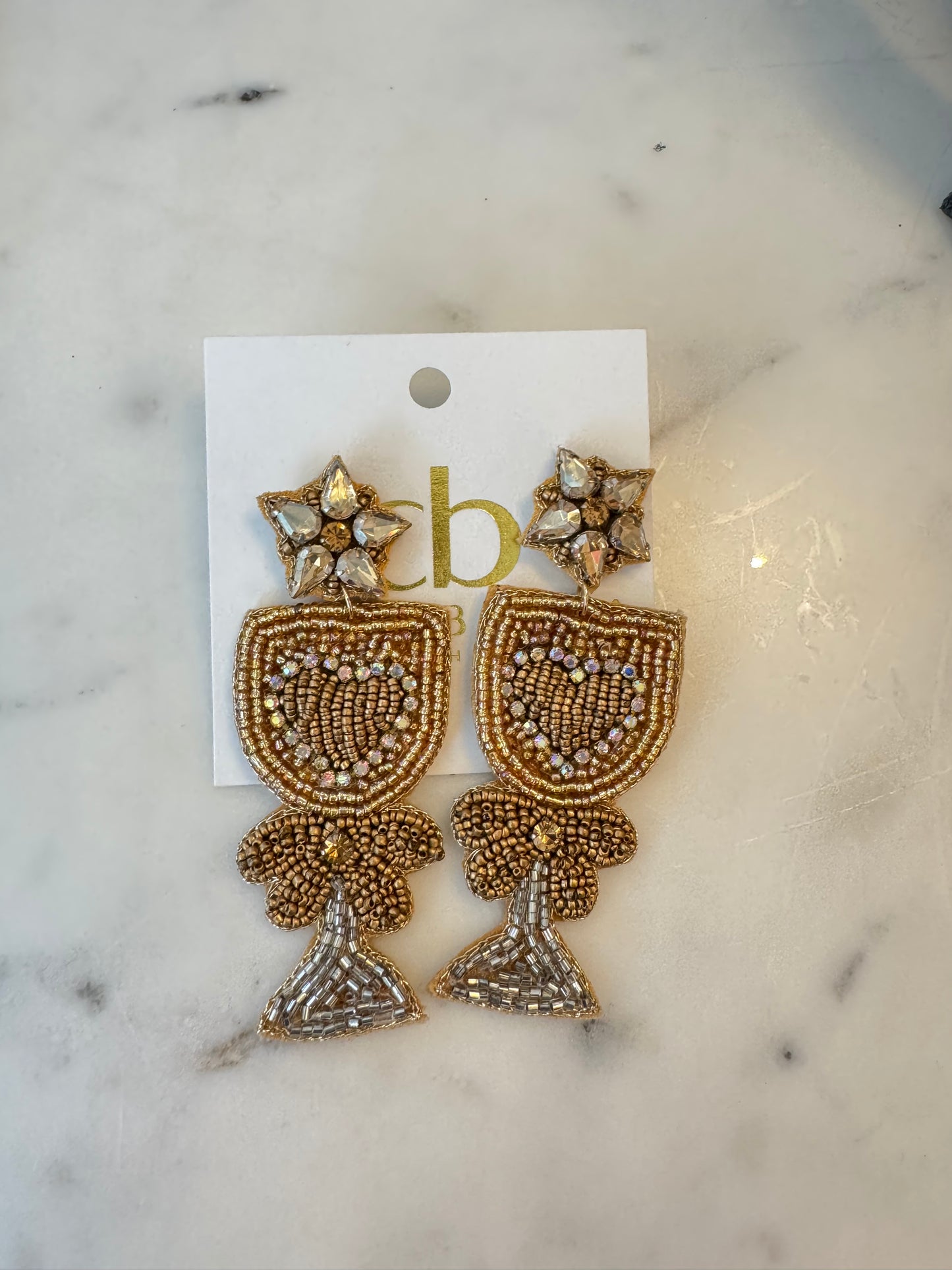 BEADED VALENTINE GOBLET EARRING