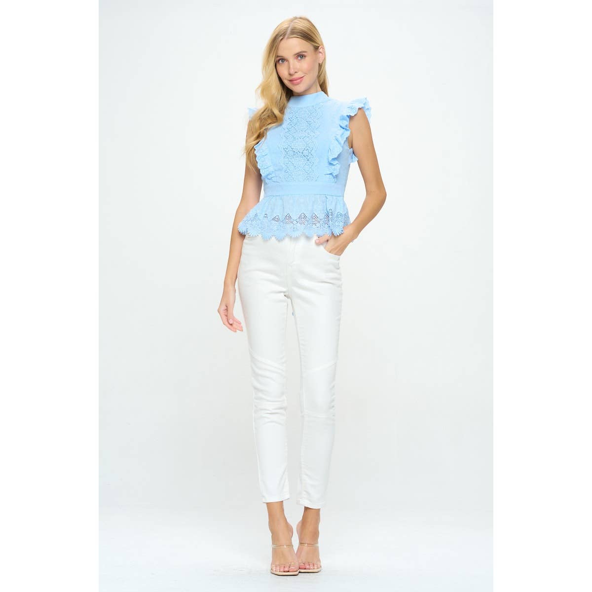 LACE RUFFLED BABYDOLL TOP