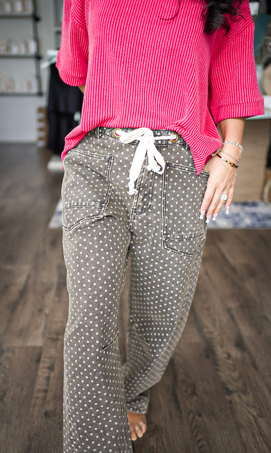AVIANA POLKA DOT BARREL PANT