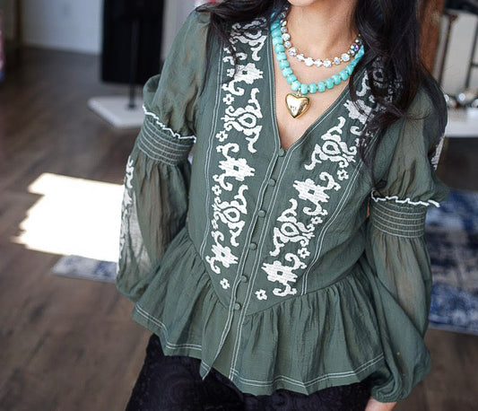 SADIE MAE EMBROIDERED PEPLUM