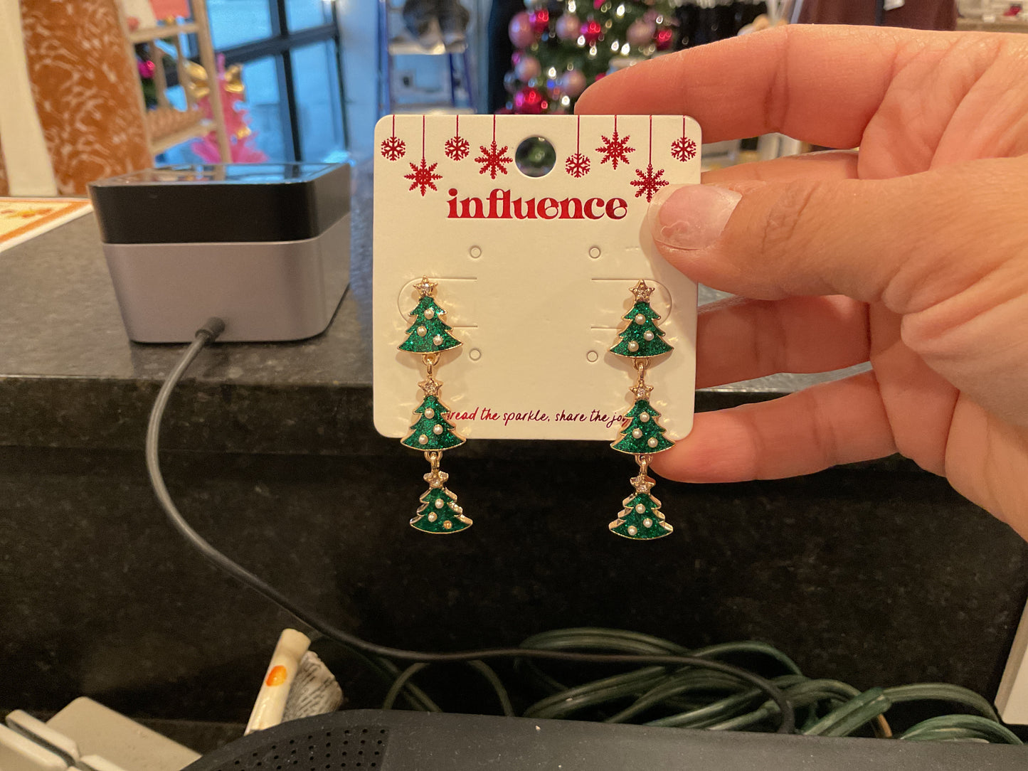 CHRISTMAS TREE EARRING GLITTER