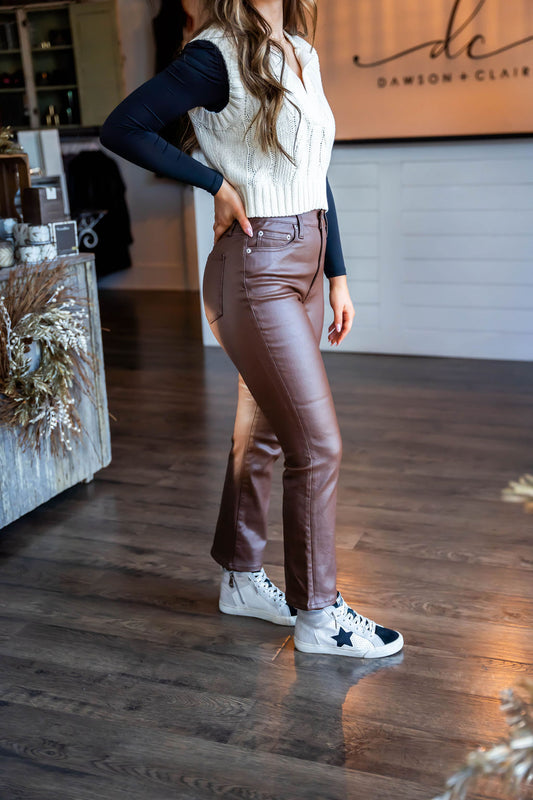 DAZE SHY GIRL PLEATHER CROPPED PANT