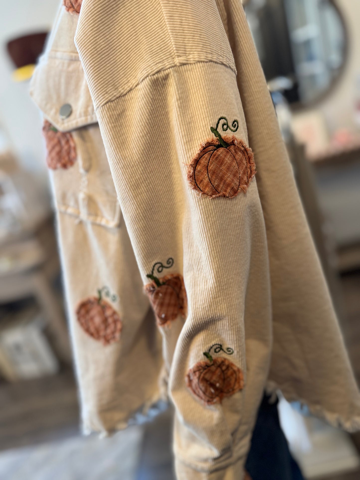 PLAID PUMPKIN EMBROIDERY CORDUROY SHAKET