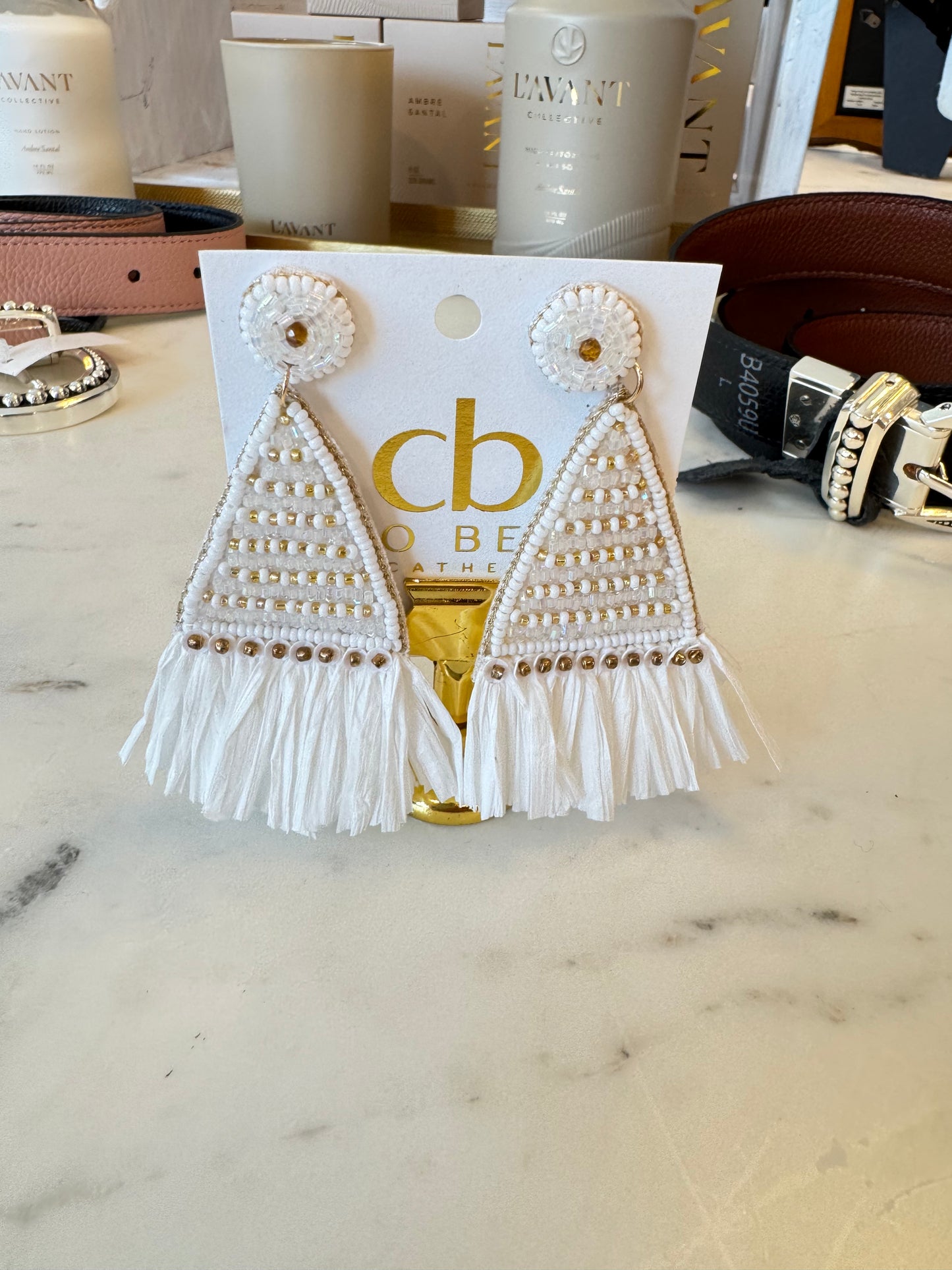 JORDAN WHITE BEADED EARRING
