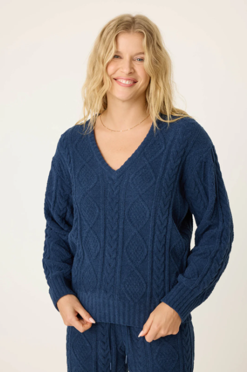 L/S CHENILLE CABLEKNIT | MIDNIGHT