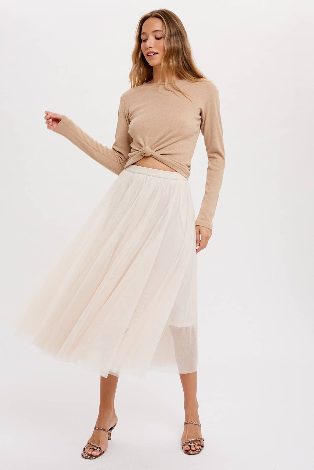 TULLE MAUVE MIDI SKIRT