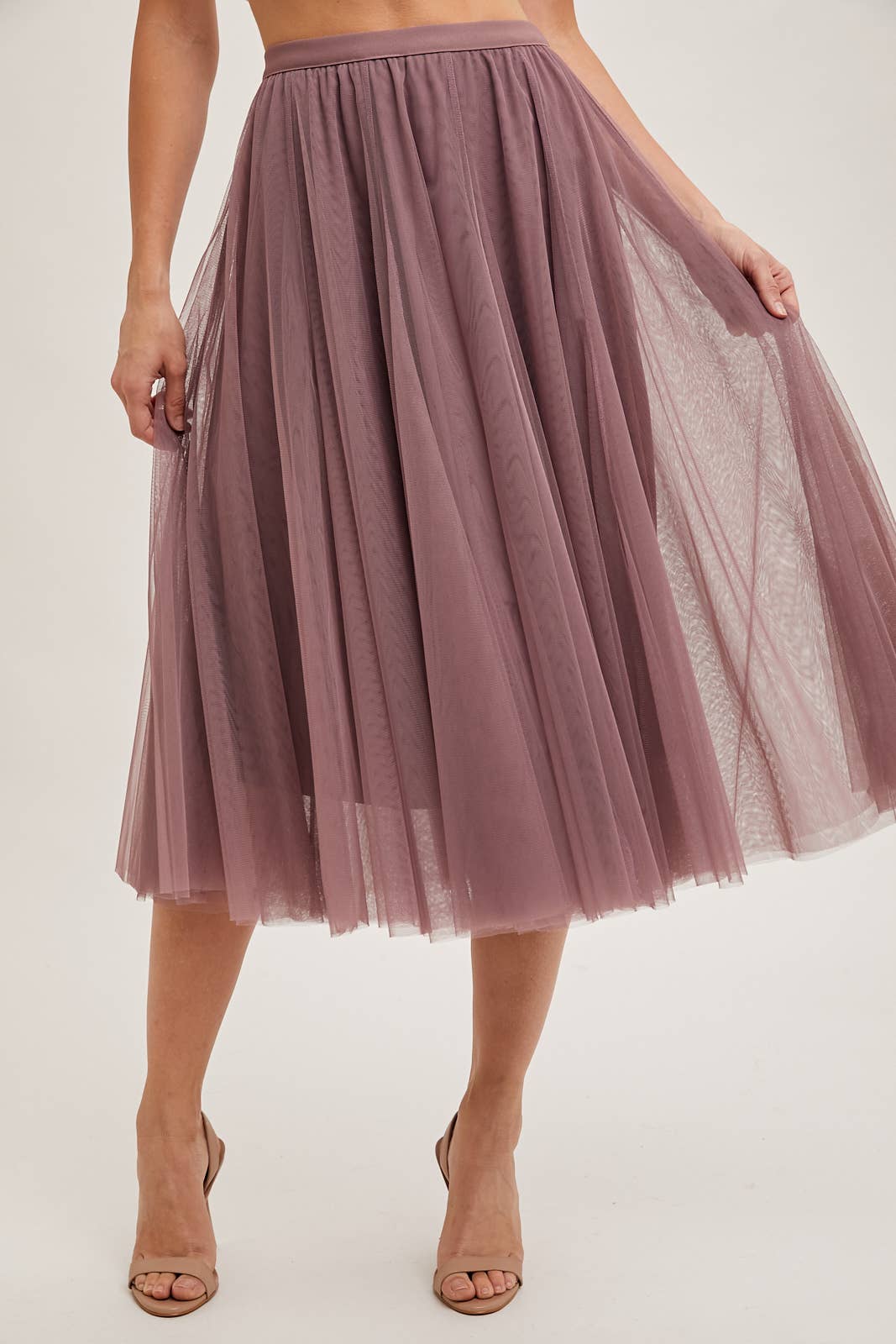 TULLE MAUVE MIDI SKIRT
