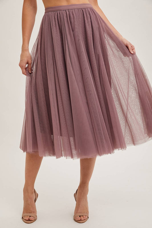 TULLE MAUVE MIDI SKIRT