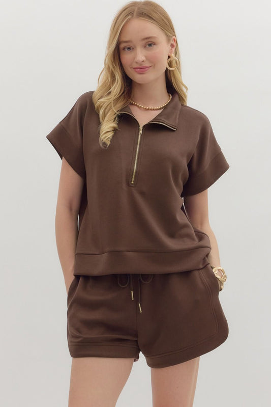 ESPRESSO HALF ZIP TOP