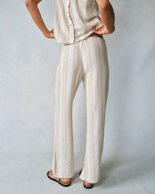 WIDE LEG PANT WITH DRAWCORD | POSITANO SAND STRIPE