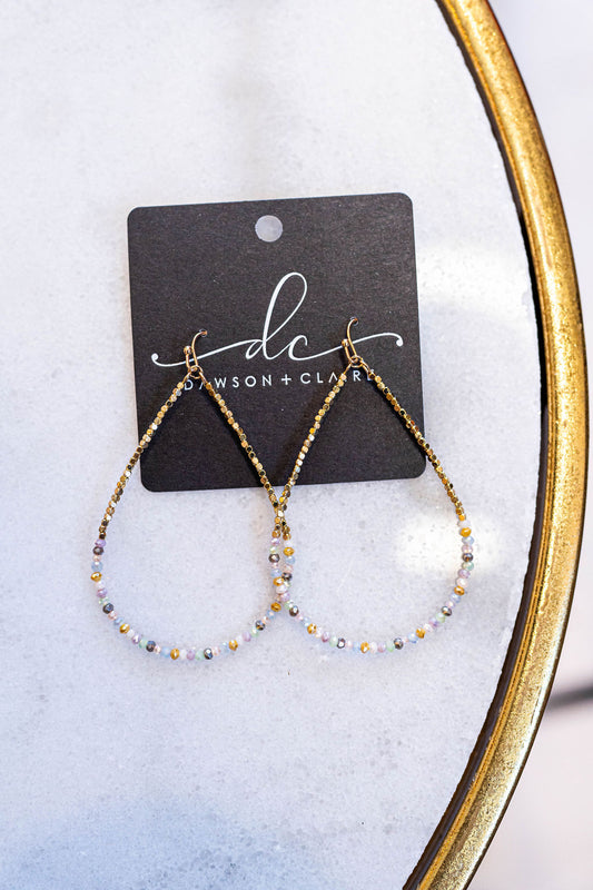 BEADED OPEN TEARDROP EARRING