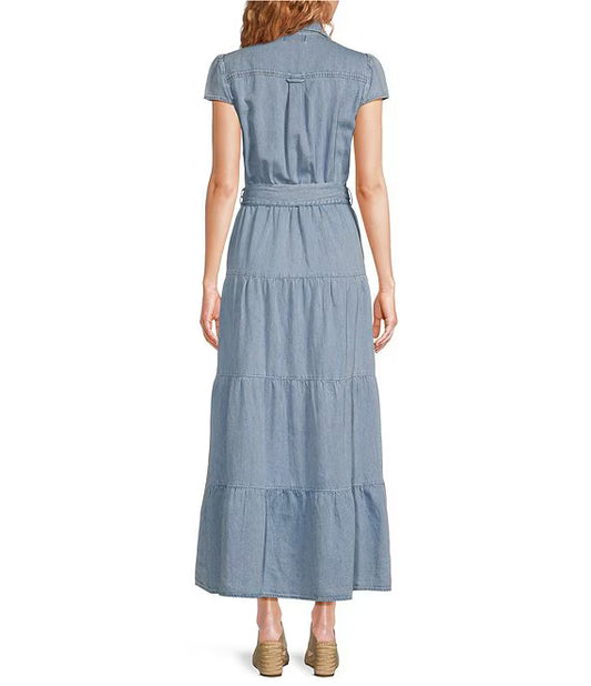 KUT | V NECK TIERED MAXI DRESS