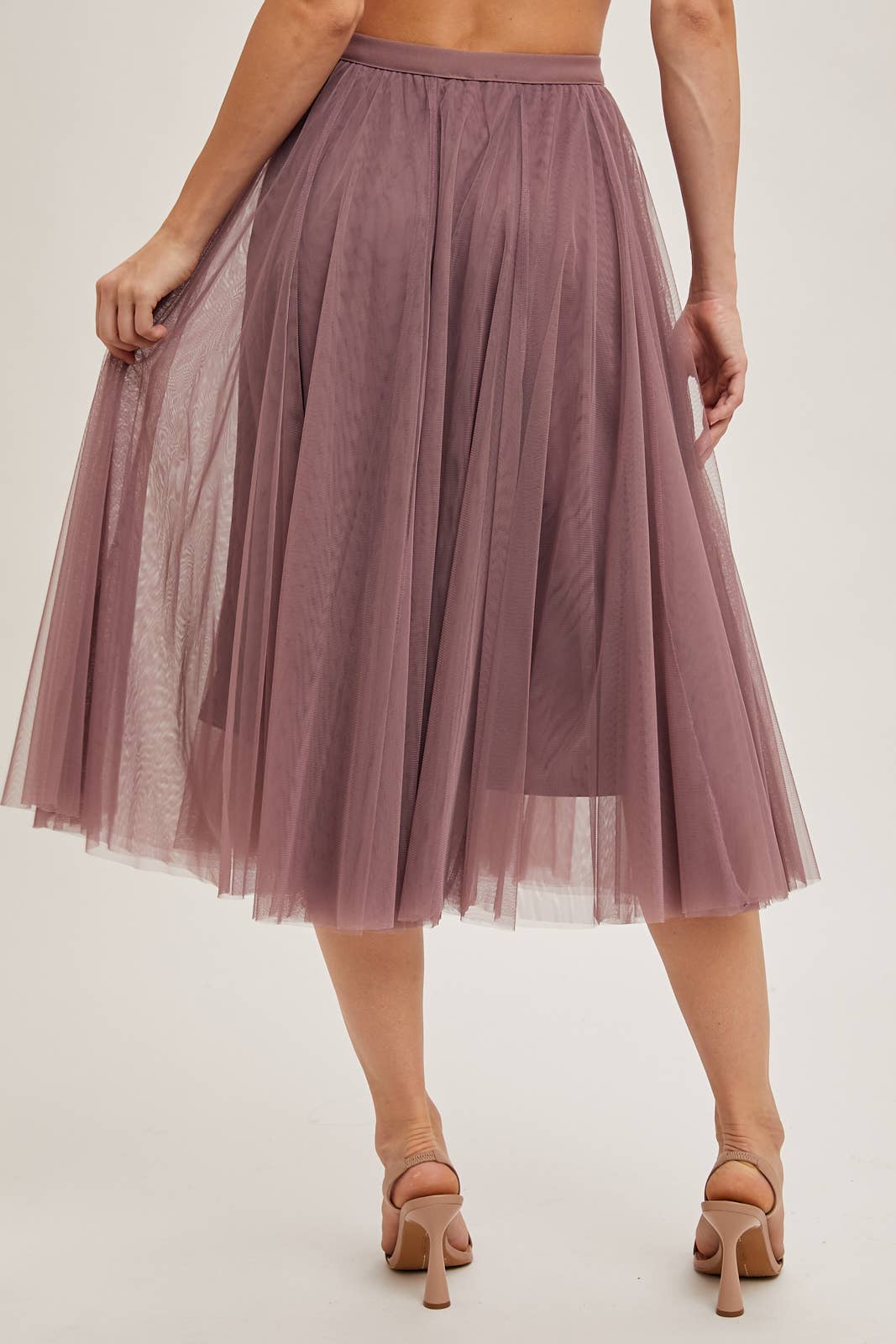 TULLE MAUVE MIDI SKIRT