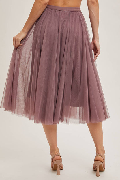 TULLE MAUVE MIDI SKIRT