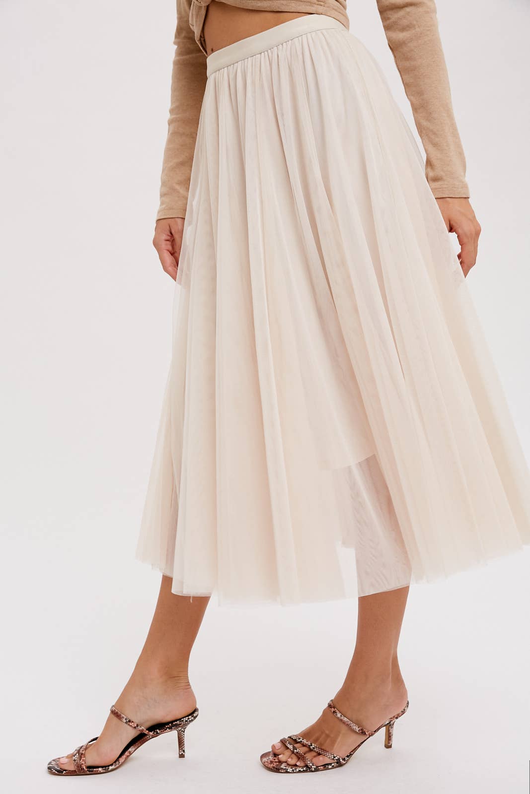 TULLE MAUVE MIDI SKIRT