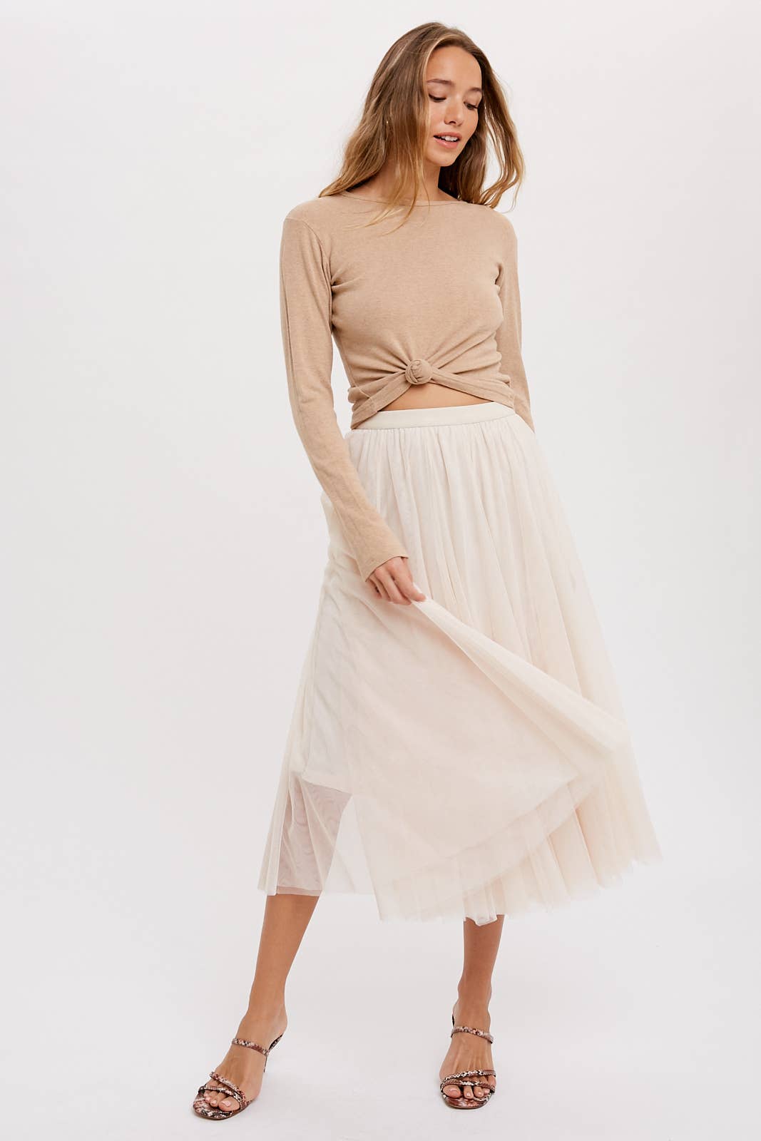 TULLE MAUVE MIDI SKIRT