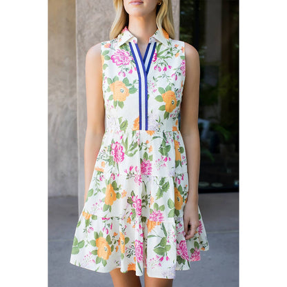 Sleeveless Tiered Floral Print Dress