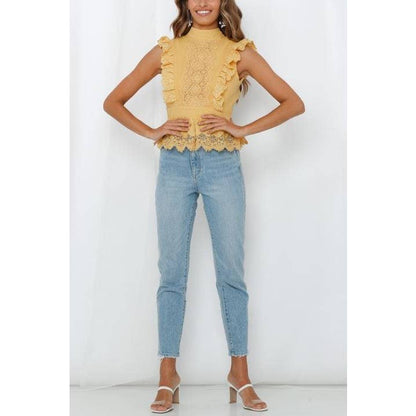LACE RUFFLED BABYDOLL TOP
