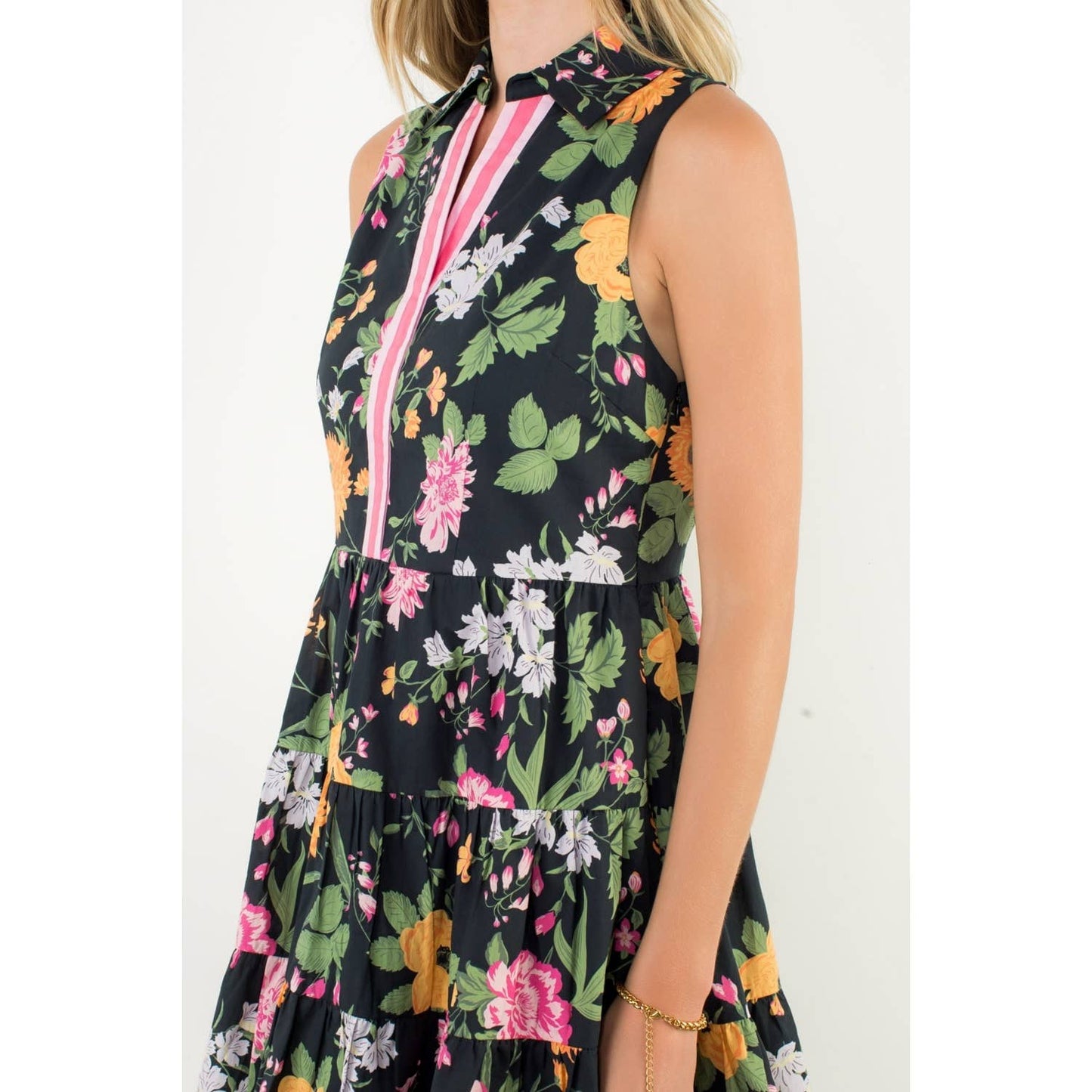 Sleeveless Tiered Floral Print Dress