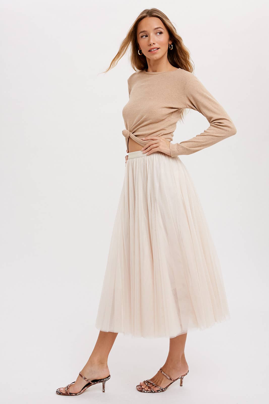 TULLE MAUVE MIDI SKIRT