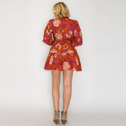 Rustic Rose Print Mini Dress