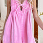 PINK PLEATED DENIM ROMPER