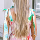 Floral Print Knotted Shoulder Smocked Maxi Dress