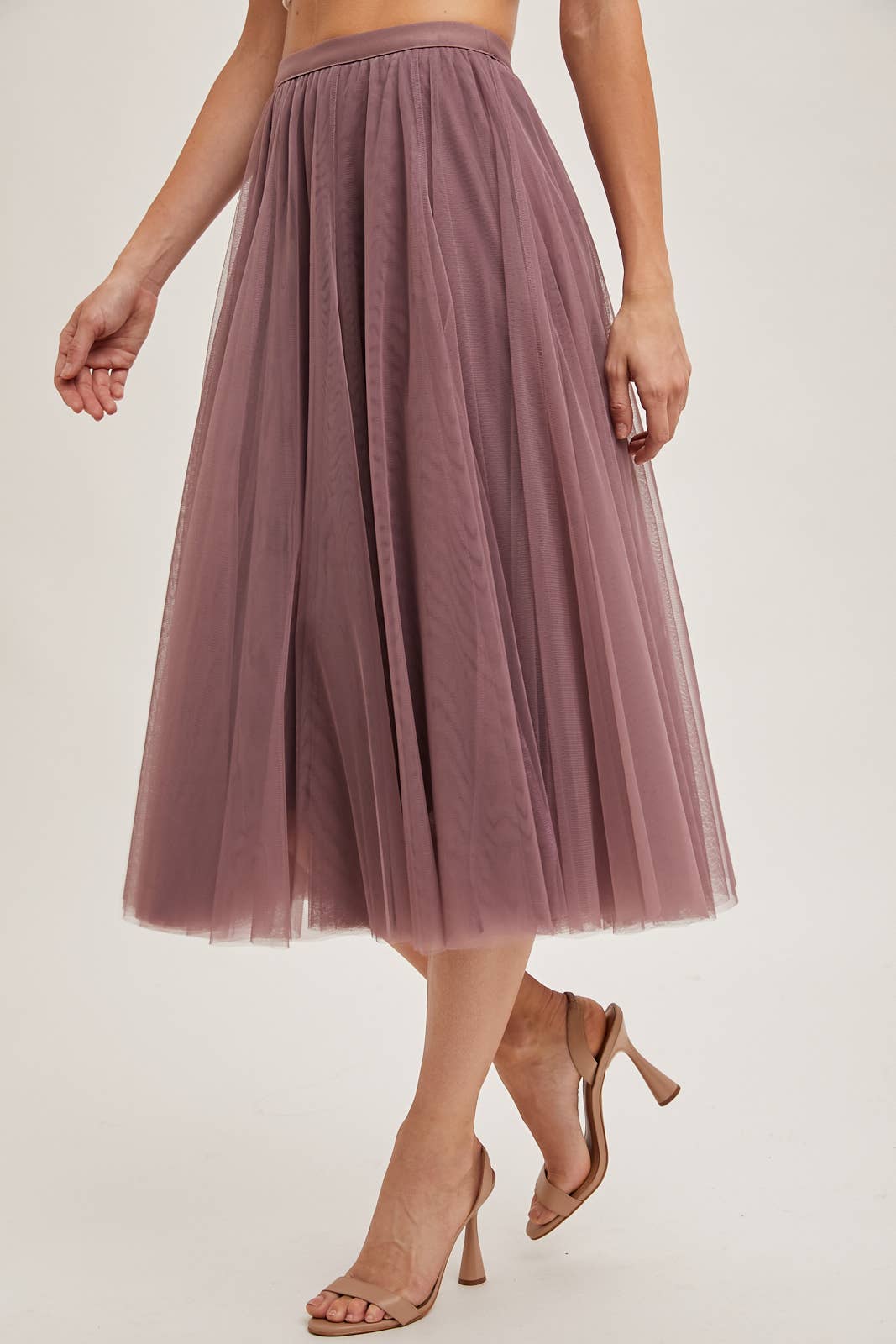 TULLE MAUVE MIDI SKIRT