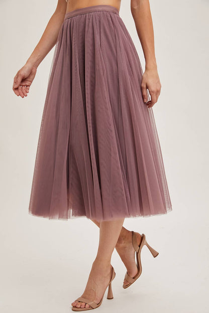 TULLE MAUVE MIDI SKIRT