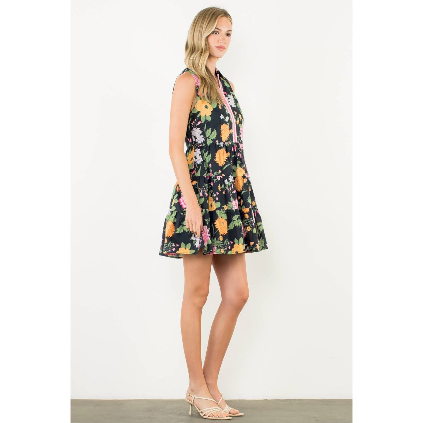 Sleeveless Tiered Floral Print Dress