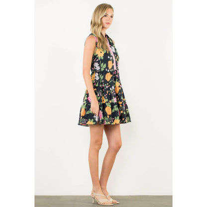 Sleeveless Tiered Floral Print Dress