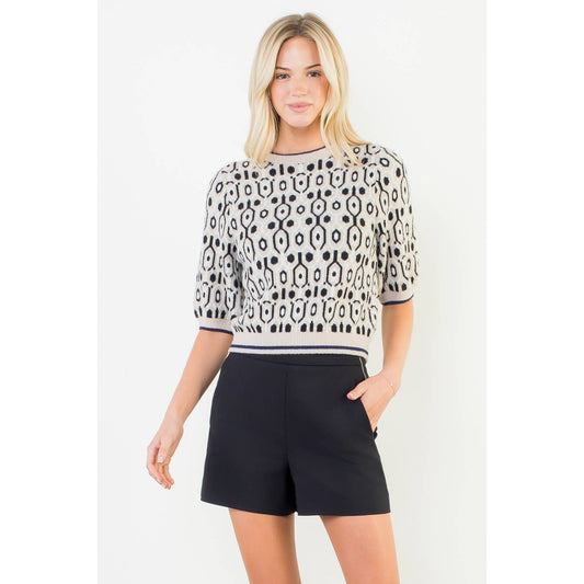 SHORT SLEEVE KNIT TOP