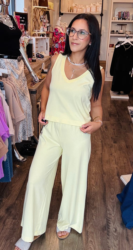 SLOANE V-NECK TOP | LEMON CITRUS