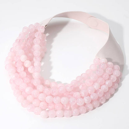 Chunky Acrylic Bead Layered Faux Leather Magnetic Necklace
