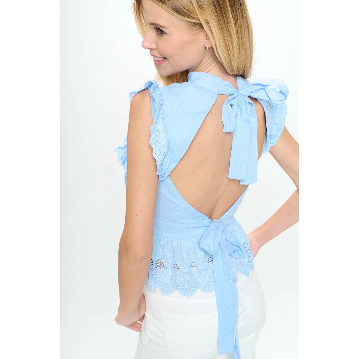 LACE RUFFLED BABYDOLL TOP