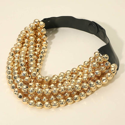 Chunky Acrylic Bead Layered Faux Leather Magnetic Necklace