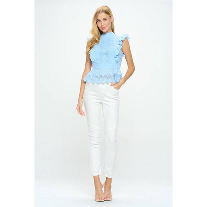 LACE RUFFLED BABYDOLL TOP