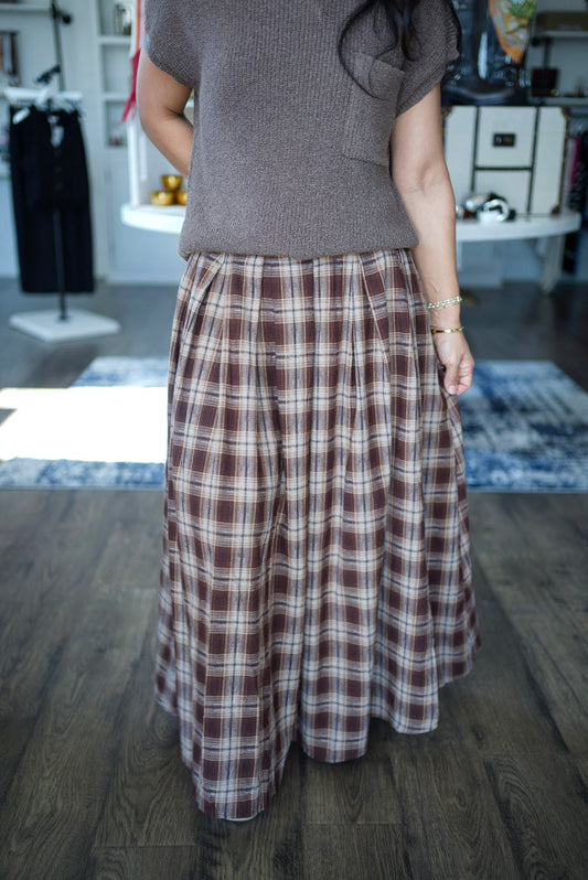 THE ASPEN PLAID MAXI SKIRT
