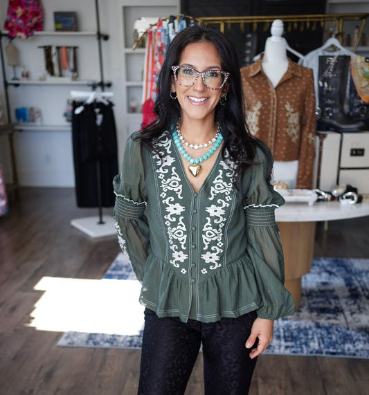 SADIE MAE EMBROIDERED PEPLUM