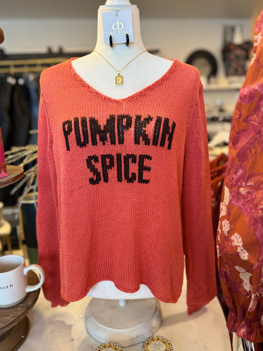 PUMPKIN SPICE V-NECK SWEATER