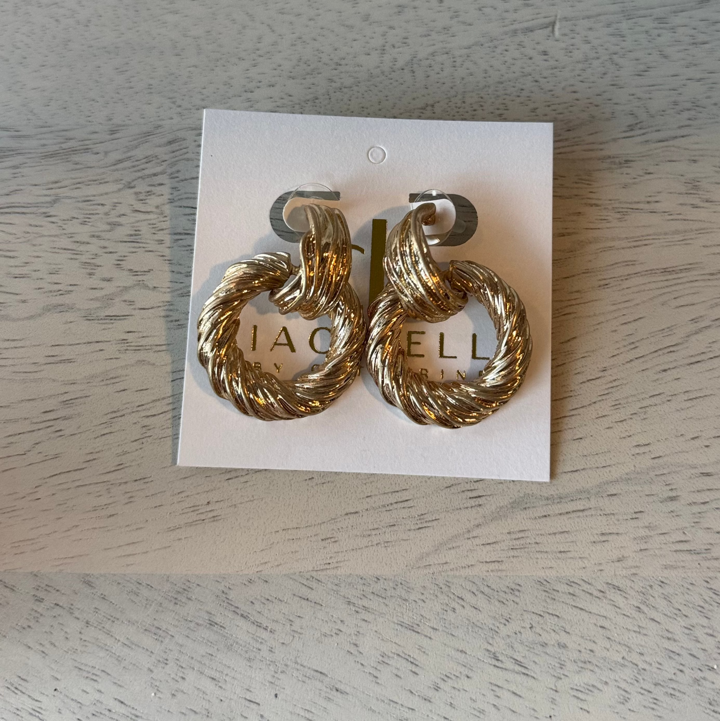 GOLD DROP HOOP EARRINGS