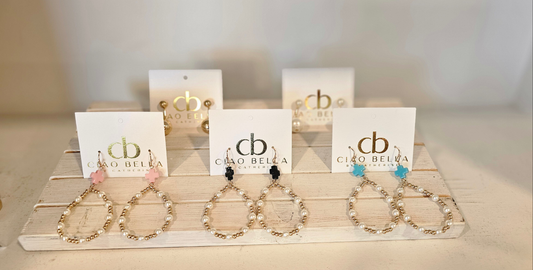 GOLD AND PEARL CROSS TEARDROP EARRINGS
