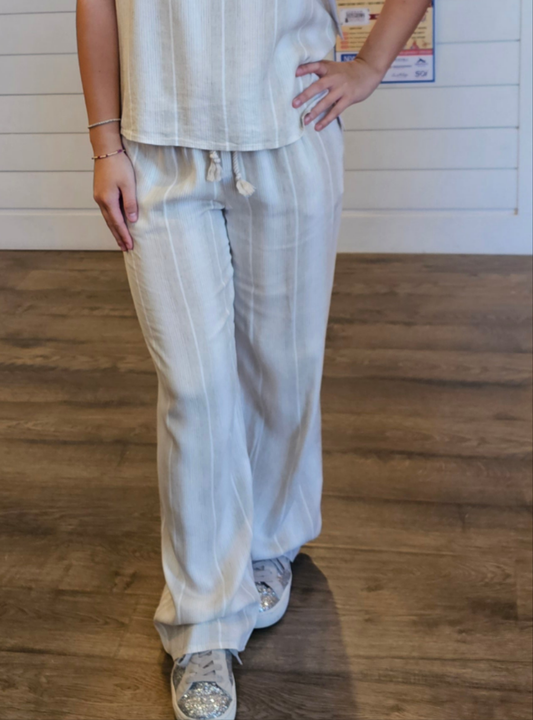 WIDE LEG PANT WITH DRAWCORD | POSITANO SAND STRIPE