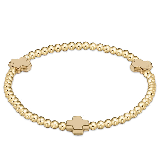 SIGNATURE CROSS GOLD PATTERN 3mm GOLD | E NEWTON