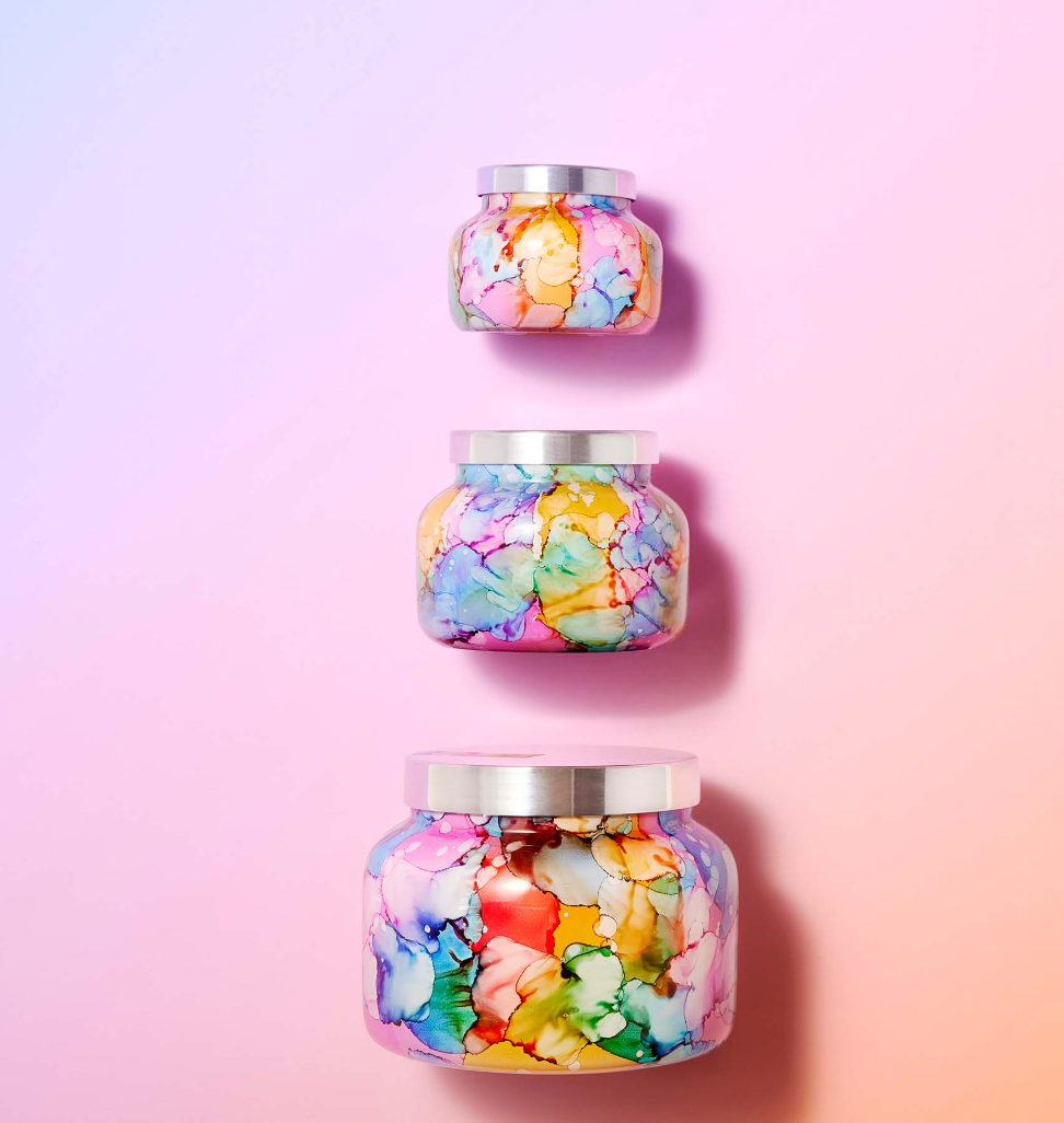 CAPRI BLUE VOLCANO PETITE RAINBOW WATERCOLOR JAR, 8 OZ