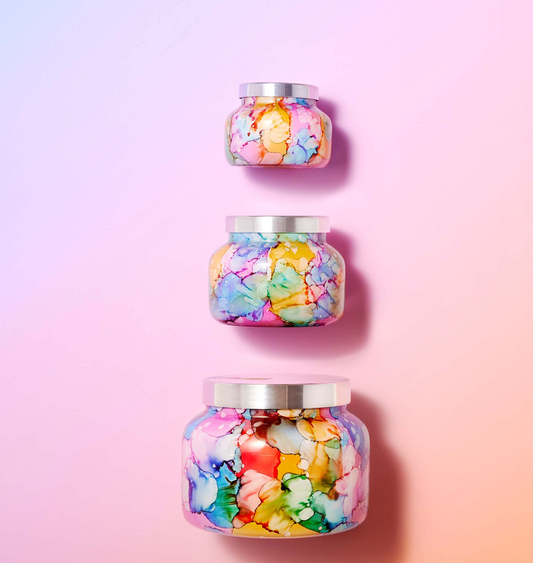 CAPRI BLUE VOLCANO PETITE RAINBOW WATERCOLOR JAR, 8 OZ