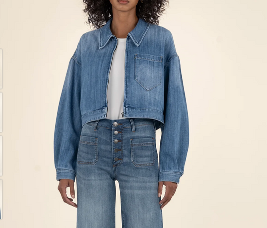 LUNA OVERSIZE CROP ZIP FRONT JACKET