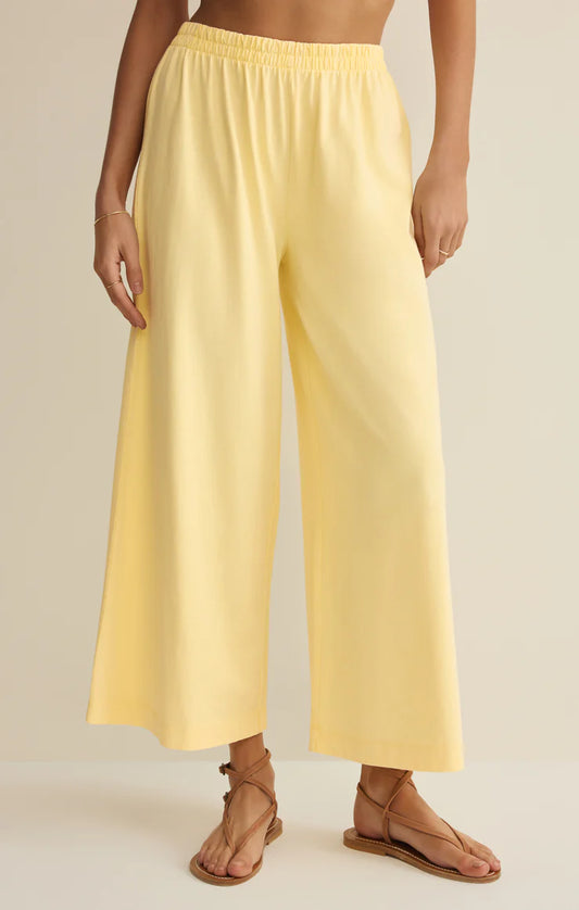 SCOUT JERSEY CROP FLARE PANT | LEMON CITRUS